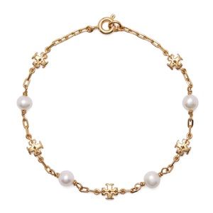 TORY BURCH • Kira Logo Chain Pearl Bracelet